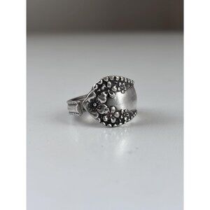 Handmade Antique Silver Plated Butter Knife Ring: Size 6.5